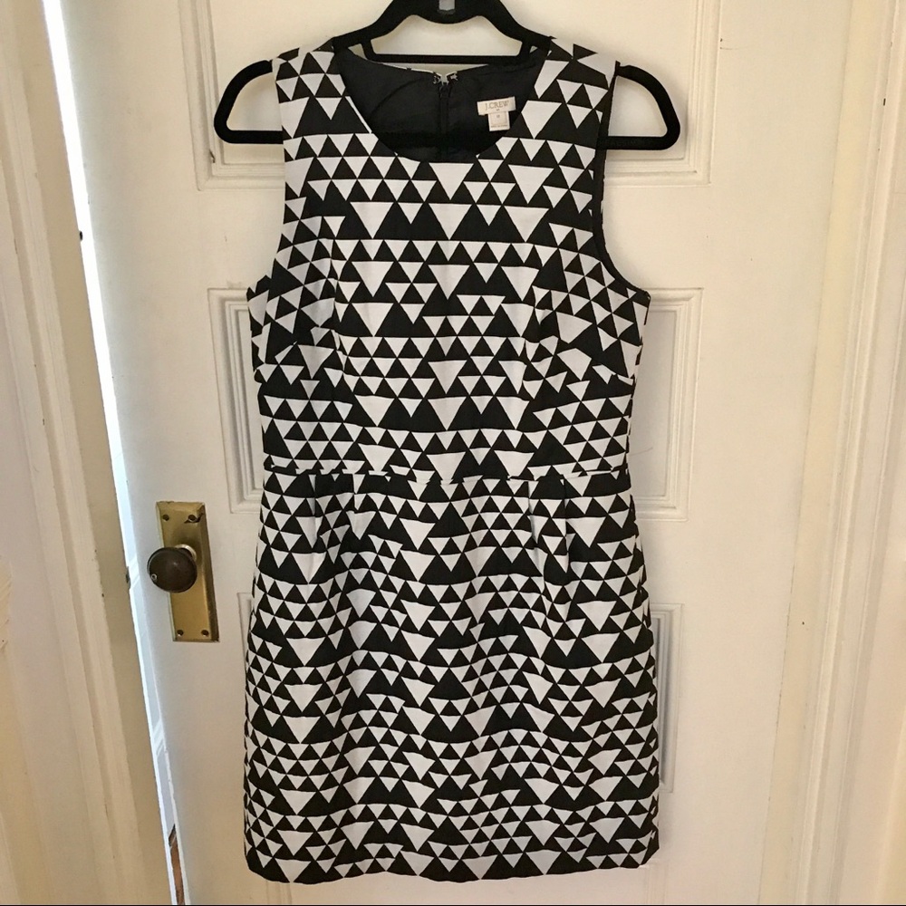 J. Crew Black and White Geometric Sleeveless Dress